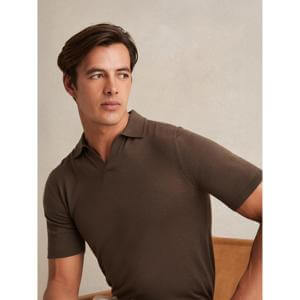 REISS Duchie Merino Wool Open-Collar Polo Shirt
